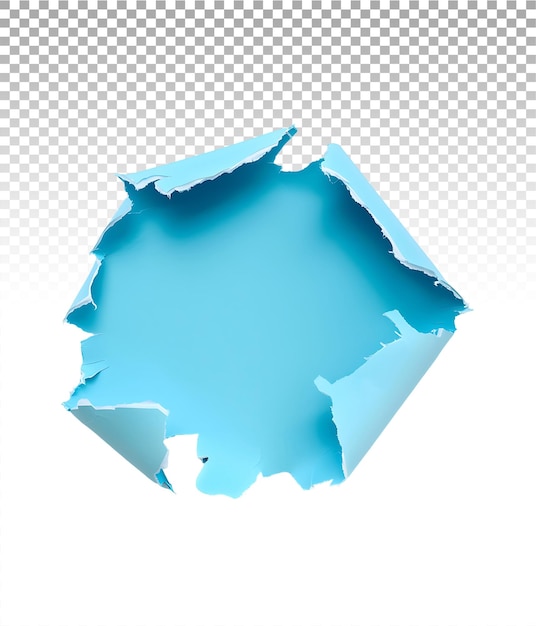 PSD blue paper hole cutout with enhanced transparency