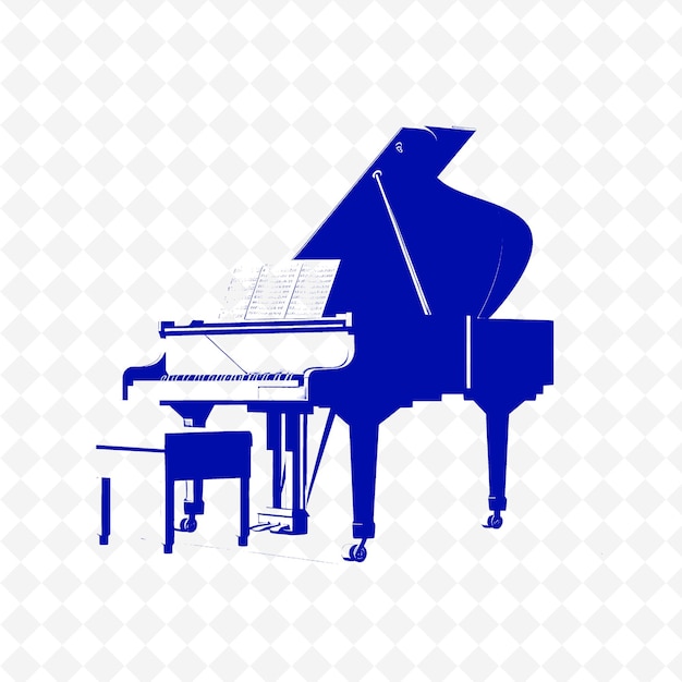 a blue piano with a blue top and a white background with a blue piano