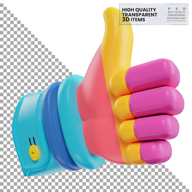 PSD a blue and pink arm with a thumb up in the middle