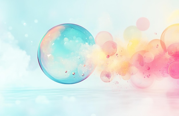 a blue and pink bubble that has bubbles in it