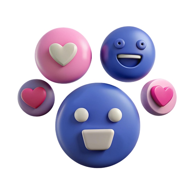 a blue and pink button with hearts and a smile face