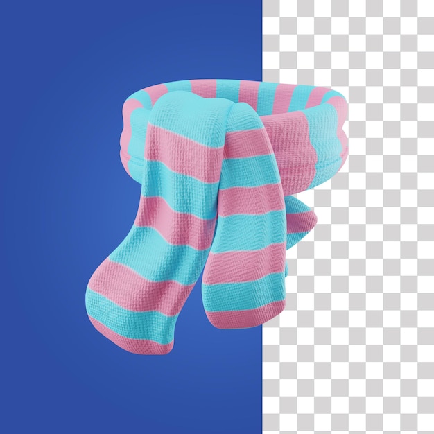 A blue and pink striped socks with a blue background.