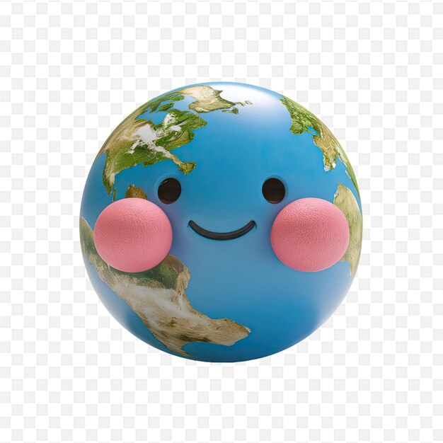 a blue planet with a face and the words happy earth on it