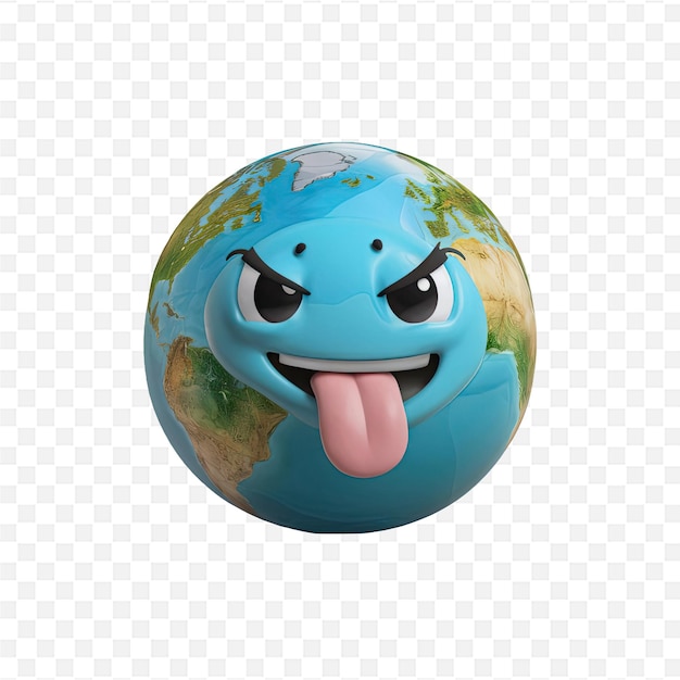 PSD a blue planet with a mouth that saysthe wordon it