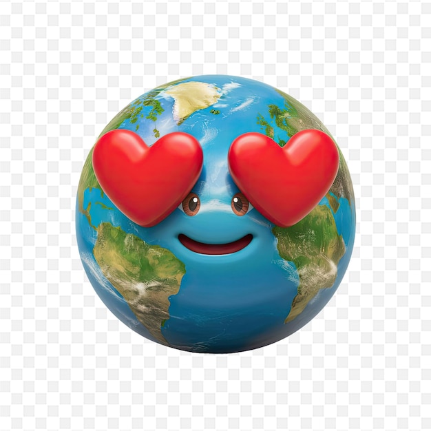 a blue planet with red hearts on it