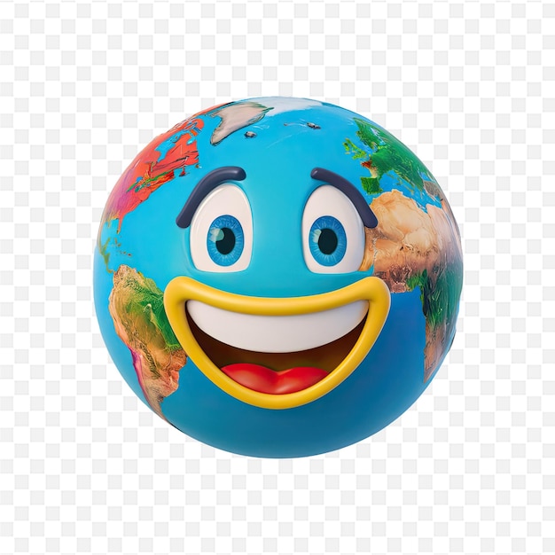 PSD a blue planet with a smiley face and a smile on it