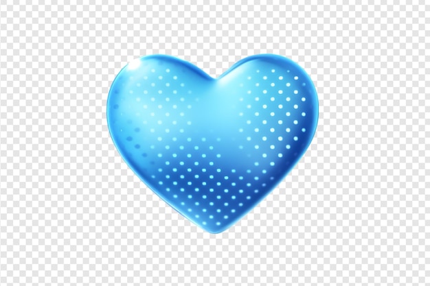 Blue polka dot heart isolated on a transparent background