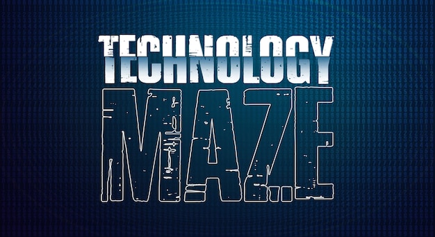 PSD a blue poster with the words technology maze