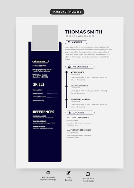 Blue professional and modern design resume or cv