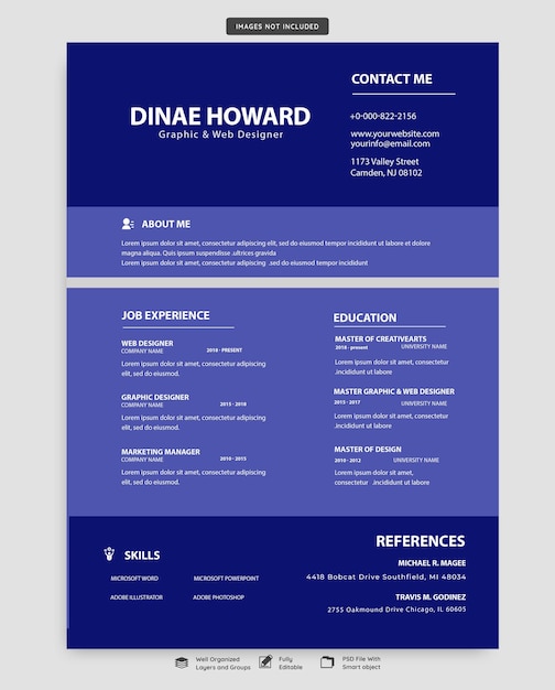 a blue professional resume