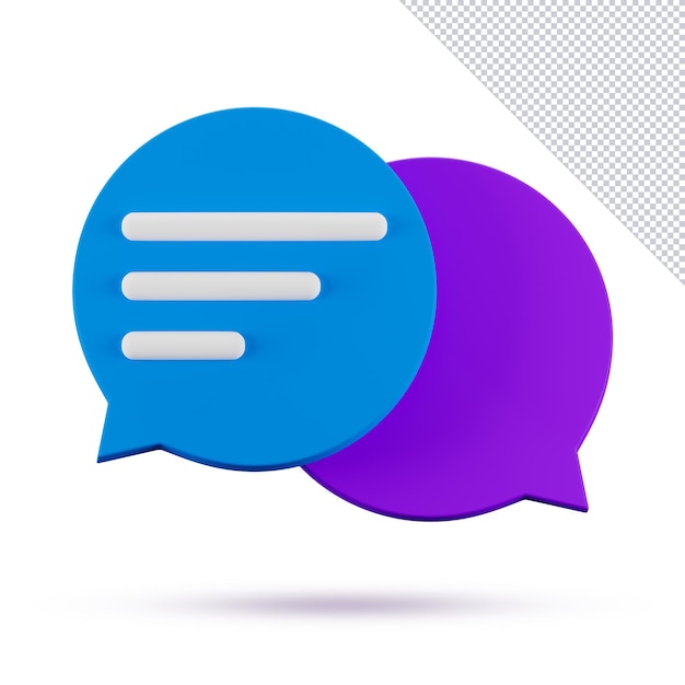 Blue and purple bubble chat icon illustration 3d render isolated