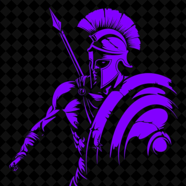 a blue and purple illustration of a knight with a sword