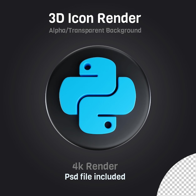 Blue python icon 3d