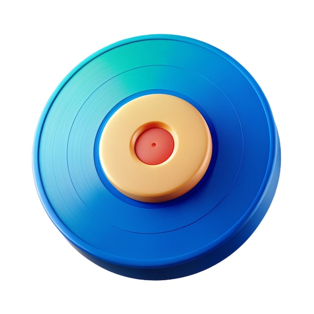 PSD a blue record with a yellow circle on the front