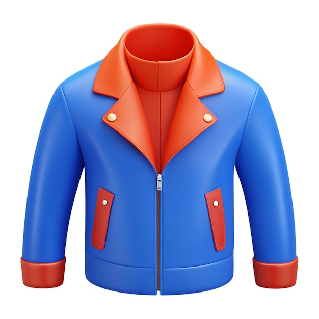 a blue and red jacket with a red collar and a blue jacket