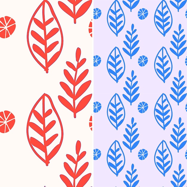 PSD a blue and red pattern with a red leaf and blue leaves