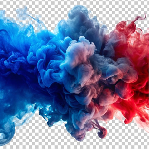 blue and red smoke merging on transparent background