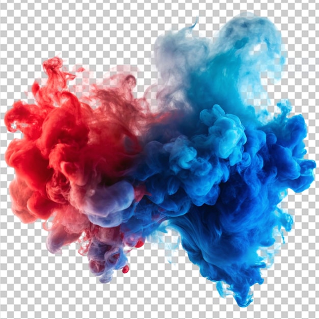 blue and red smoke merging on transparent background