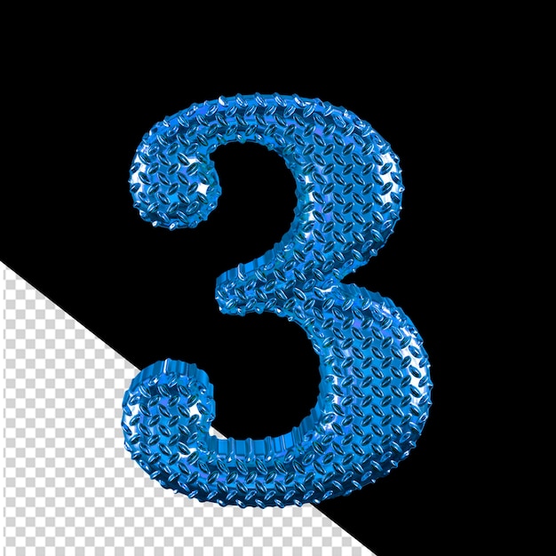 PSD blue ribbed symbol number 3