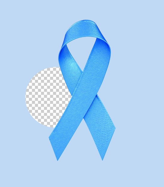 Blue ribbon isolated with transparent background for a blue november and Prostate Cancer Awareness Month