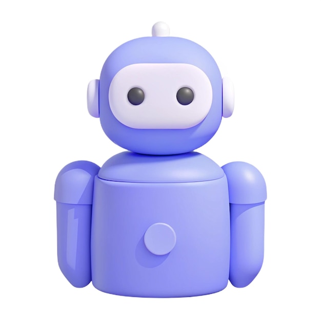 a blue robot with a white button on its head