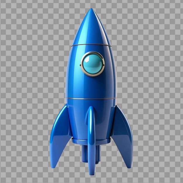 PSD blue rocket on transparent background