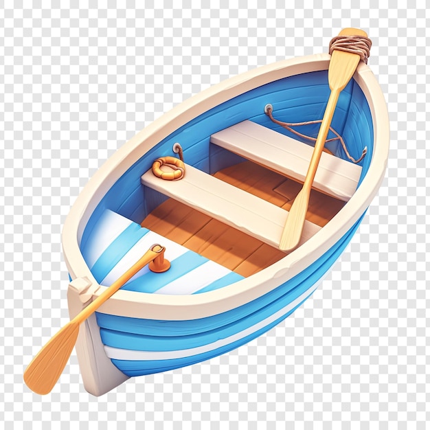 Blue Rowboat with Oars