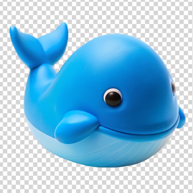 Blue rubber whale bath toy Isolated on transparent background