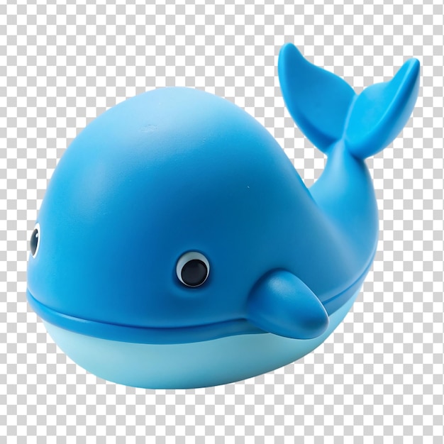 Blue rubber whale bath toy Isolated on transparent background