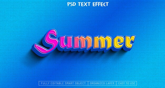 PSD a blue screen with the words summer text effect on it