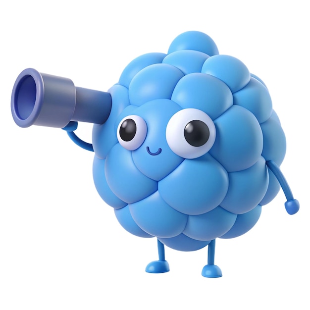 a blue sheep with a megaphone on its head