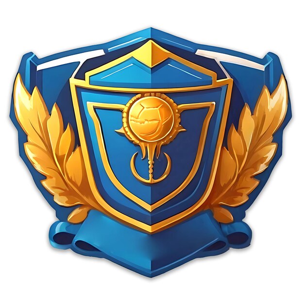 Blue shield with a gold emblem College Logo psd