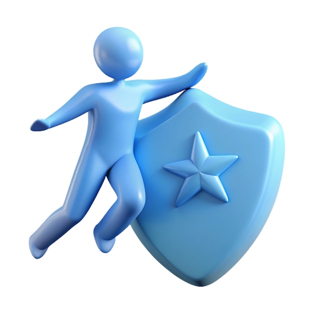 PSD a blue shield with a person and a shield on it