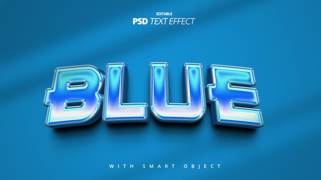 PSD blue shiny 3d text effect design