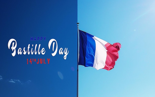 PSD a blue sign with the words happy day bastille day concept