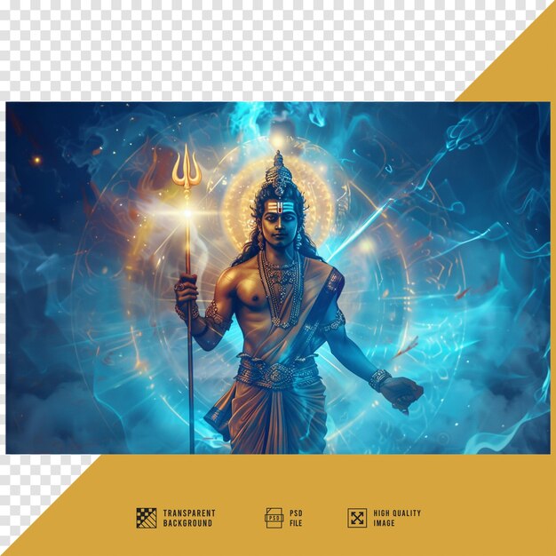 PSD blue skinned hindu god shiva image without background hd quality