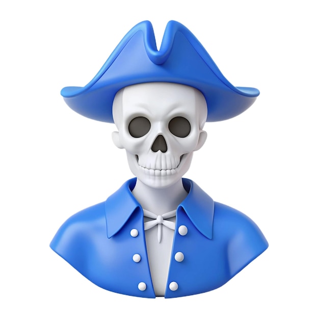 a blue skull with a blue hat and a blue hat