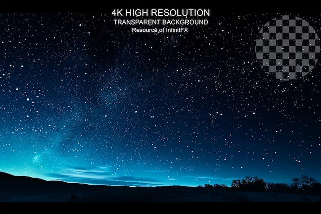 Blue Sky Night Stars Lighting Landscape Background on transparent background