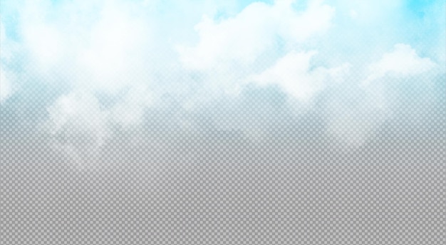 A blue sky with white clouds isloated on transparent background