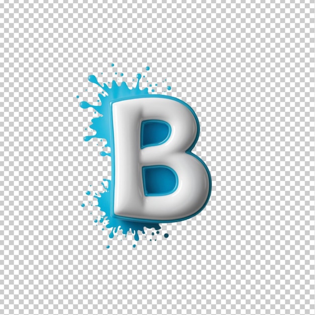 a blue splash of paint with the letter b on it