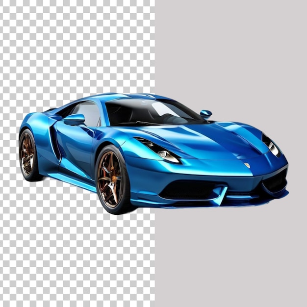 A blue sport car on transparent background