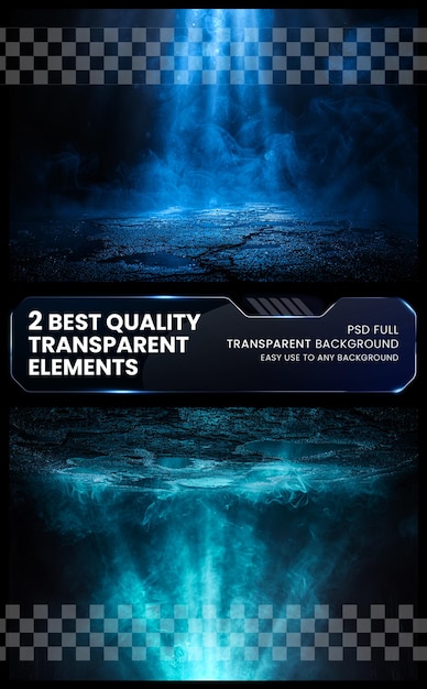 PSD blue spotlight rays dark scene illumination on transparent background