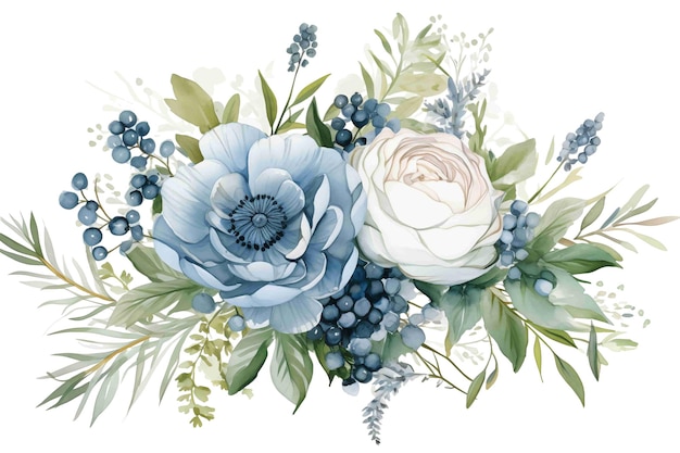 PSD blue spring flower illustration