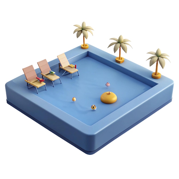 a blue square with palm trees on the top and a blue tray with palm trees on it