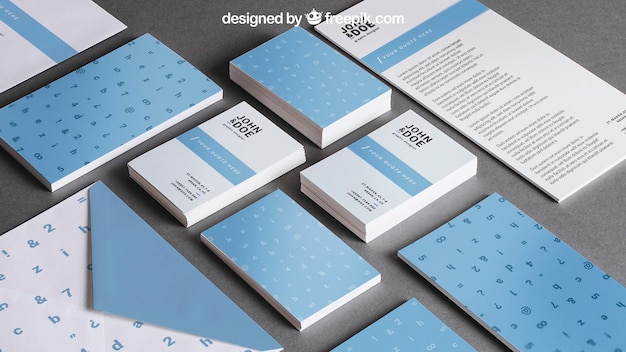 Blue stationery mockup