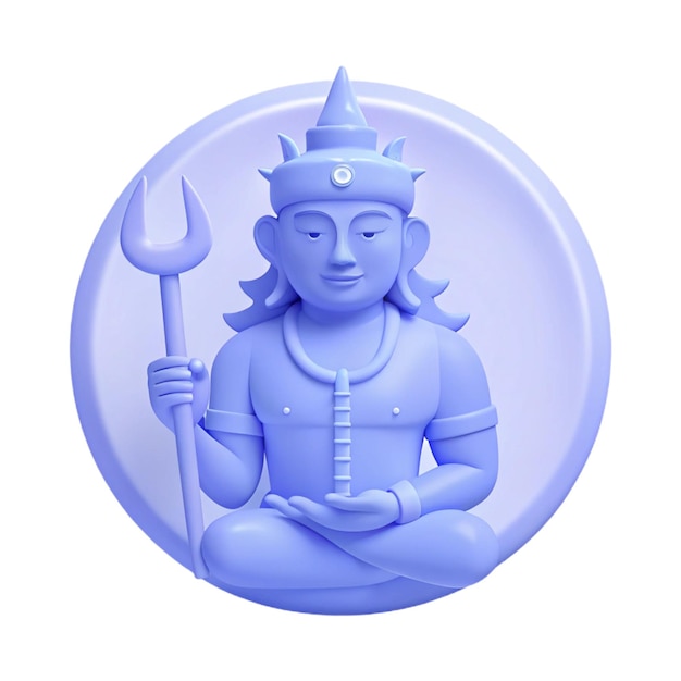 a blue statue of deity with a blue headdress on it