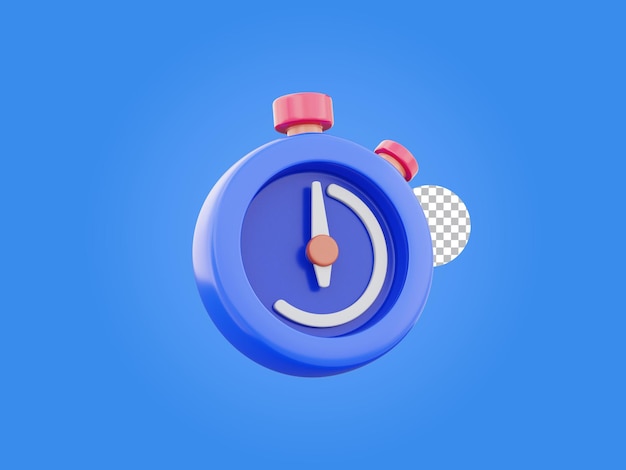 Blue stopwatch ui icon measurement timekeeping symbol 3d render illustration