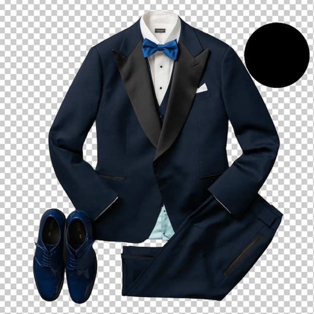 PSD a blue suit with a bow tie and a bow tie