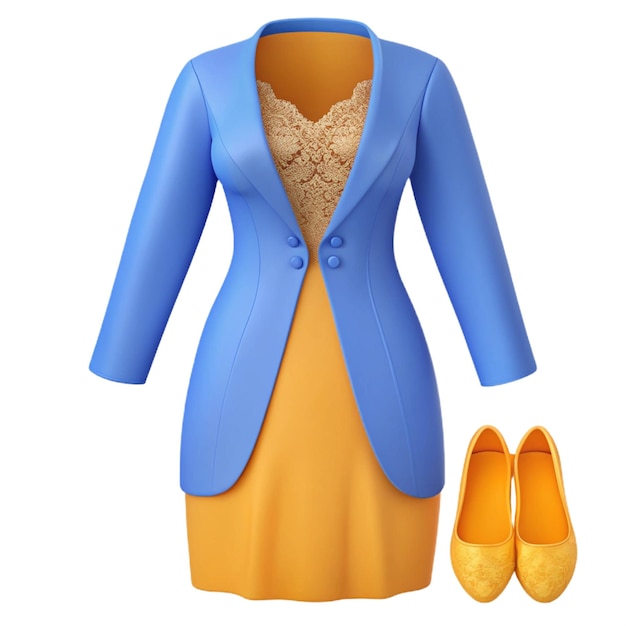 PSD a blue suit with a yellow dress and a blue blazer