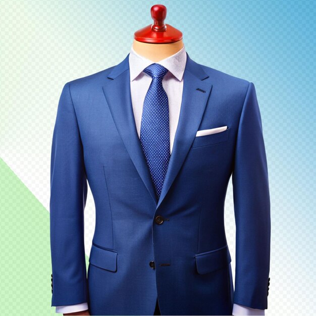 PSD blue suite and tie on transparent background